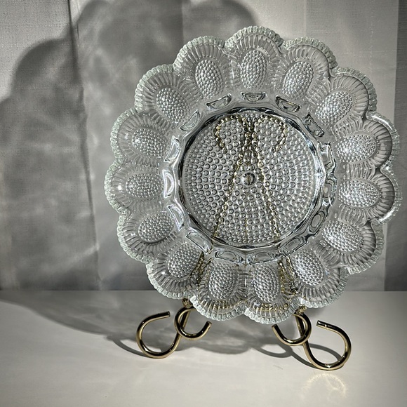 Vintage 1960s Indiana Clear Glass Hobnail Deviled Egg Dish - Picture 3 of 12